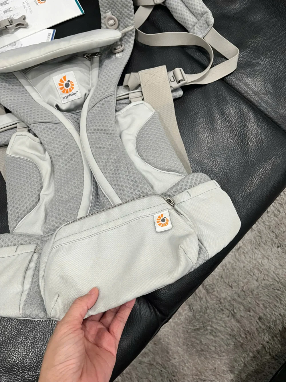 Địu Ergo baby Omni Breeze màu xám nhạt 0-4 tuổi (no box) - Ảnh 15