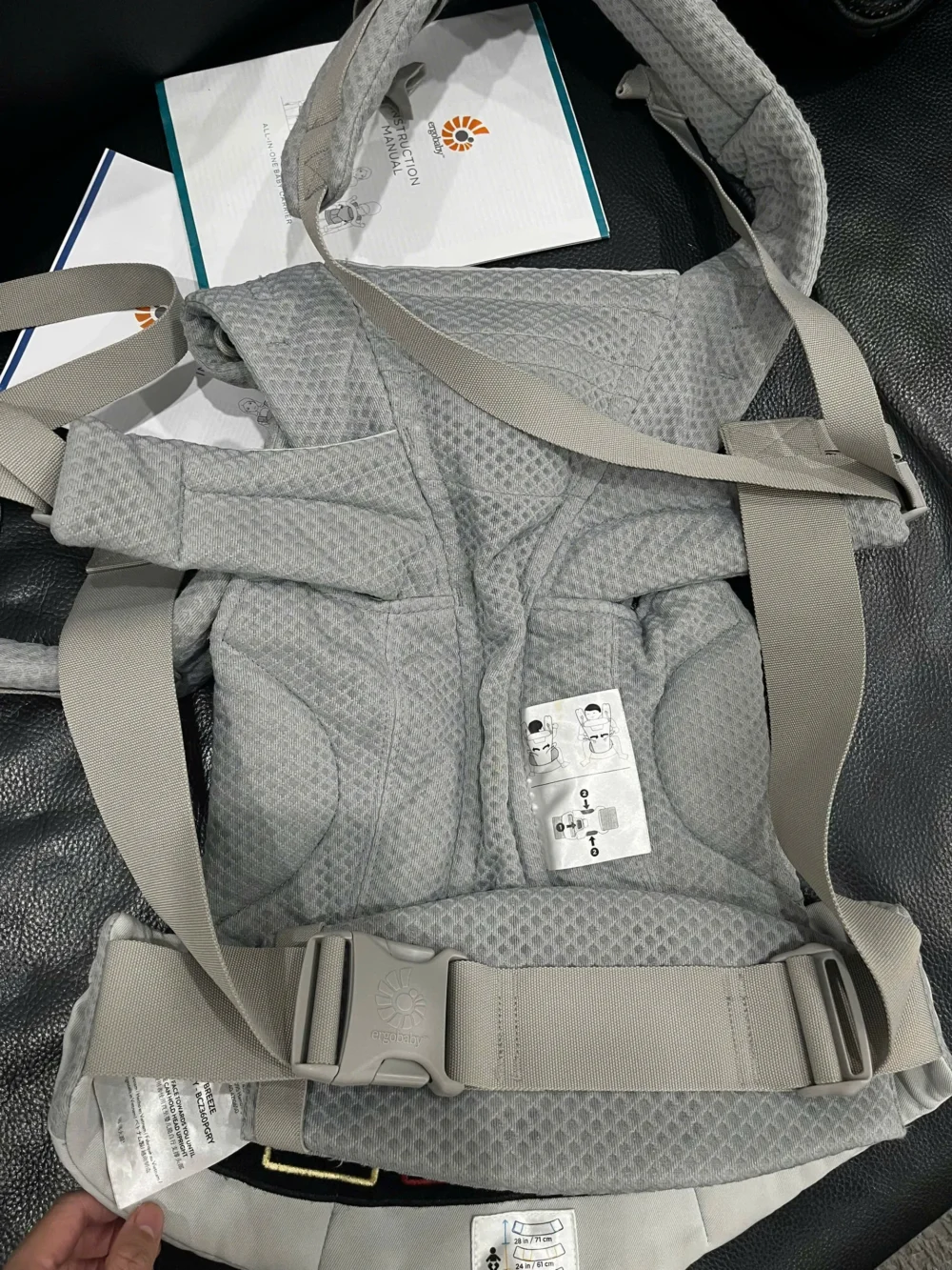 Địu Ergo baby Omni Breeze màu xám nhạt 0-4 tuổi (no box) - Ảnh 16