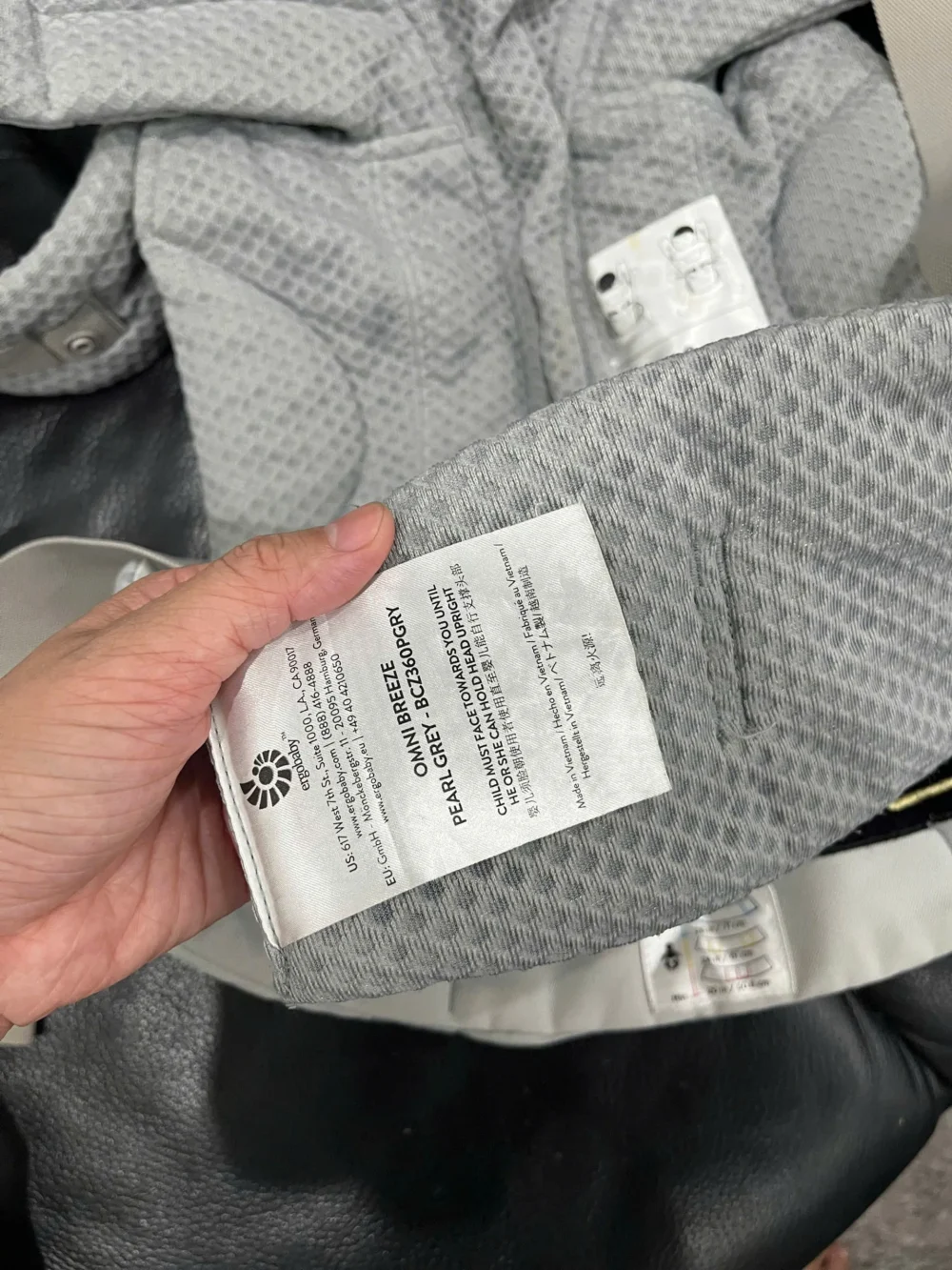 Địu Ergo baby Omni Breeze màu xám nhạt 0-4 tuổi (no box) - Ảnh 3