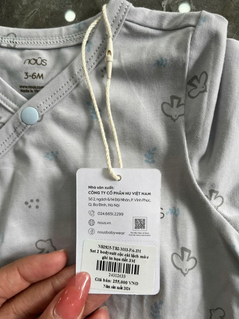 Body chip cộc tay bé gái Nous hoạ tiết (3 đến 6 tháng) - Ảnh 3