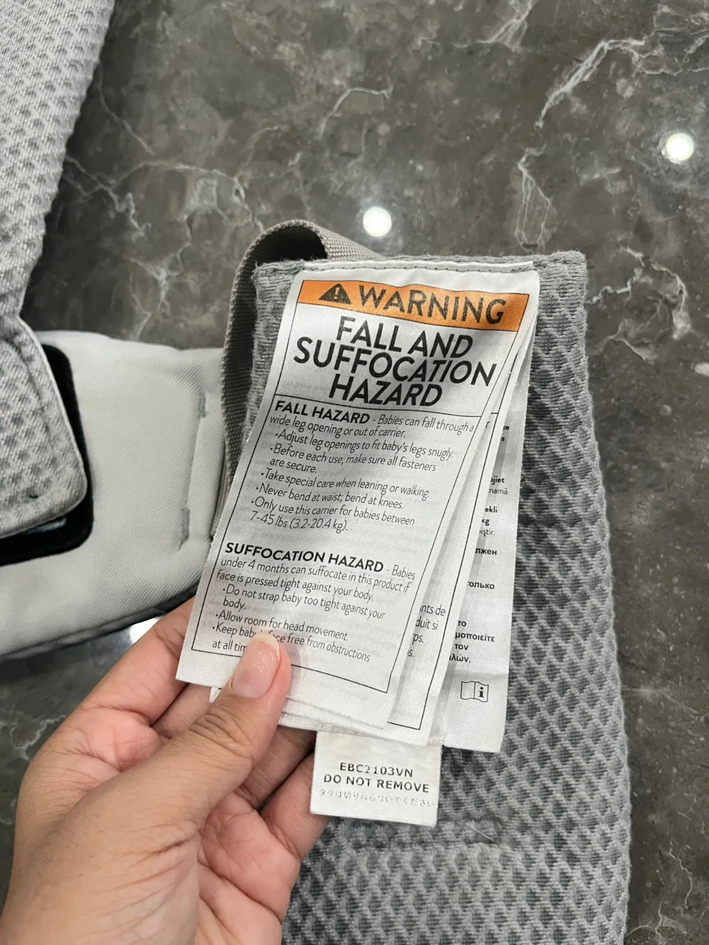 Địu Ergo baby Omni Breeze màu xám nhạt 0-4 tuổi (no box) - Ảnh 5