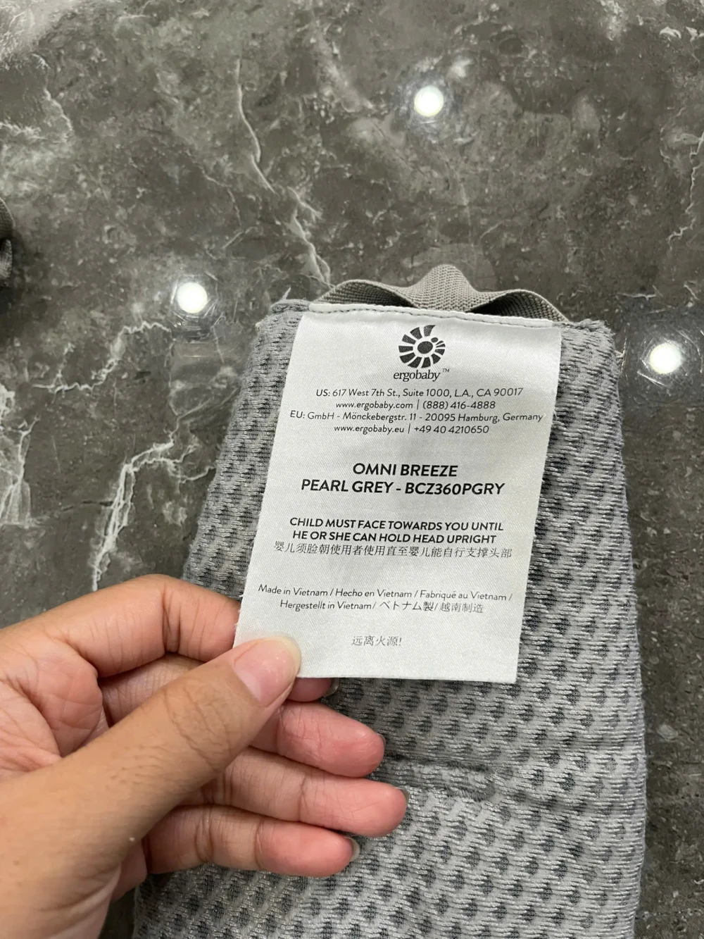 Địu Ergo baby Omni Breeze màu xám nhạt 0-4 tuổi (no box) - Ảnh 7