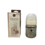 Bình sữa PPSU Bebe Grow Green Finger 160ml màu kem (kèm núm size S: 1 đến 3 tháng)