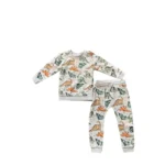 Set bộ áo quần dài tay nỉ lót bông khủng long cho bé trai màu xám Matalan (2 đến 3 tuổi)