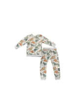 Set bộ áo quần dài tay nỉ lót bông khủng long cho bé trai màu xám Matalan (2 đến 3 tuổi)