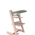 Ghế ăn dặm cho bé bản cover của Stokke (màu hồng) kèm chai sơn dặm khung, khung bệ ngồi cho bé nhỏ & khay ăn