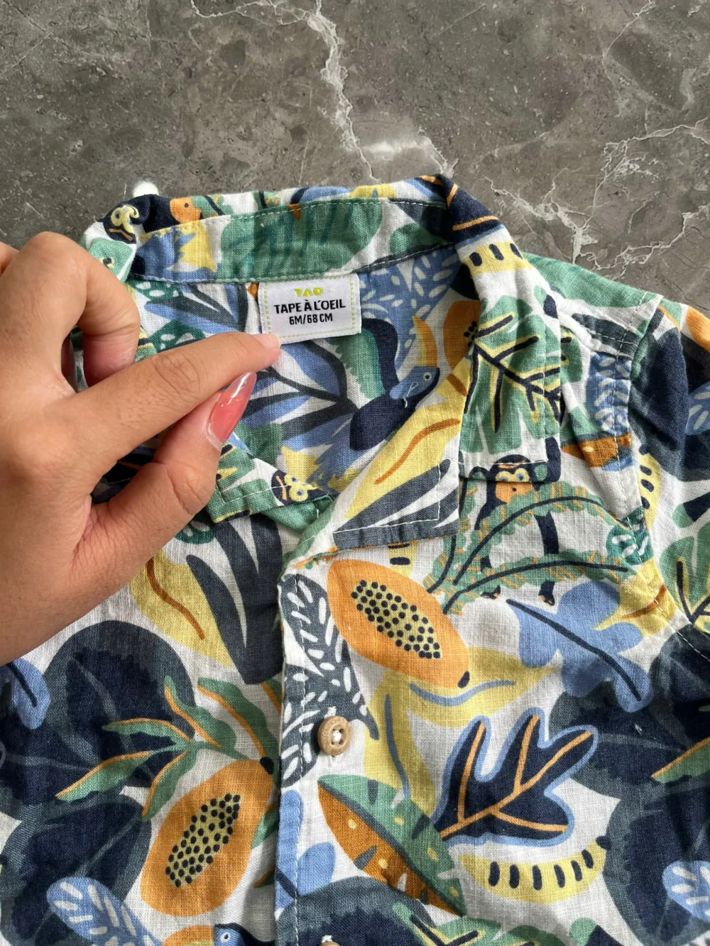 Set bộ đồ hoa mùa hè Áo sơ mi và quần đùi bé trai Tape à l'Oeil (3 đến 6 tháng) - Ảnh 6