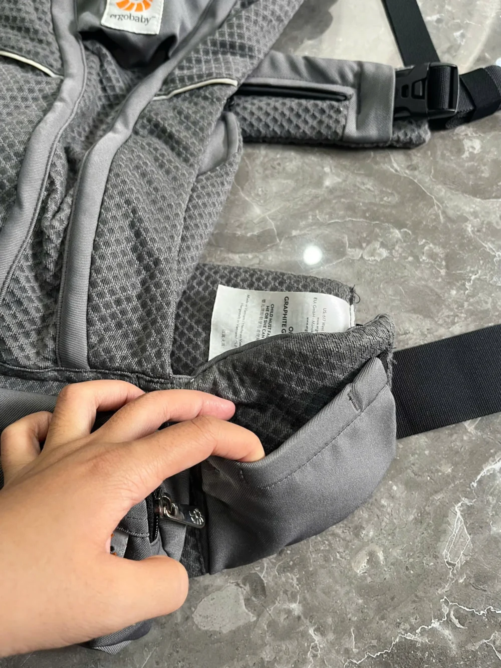 Địu Ergo baby Omni Breeze màu xám đậm (còn box) 0-4 tuổi tối đa 22kg - Ảnh 12