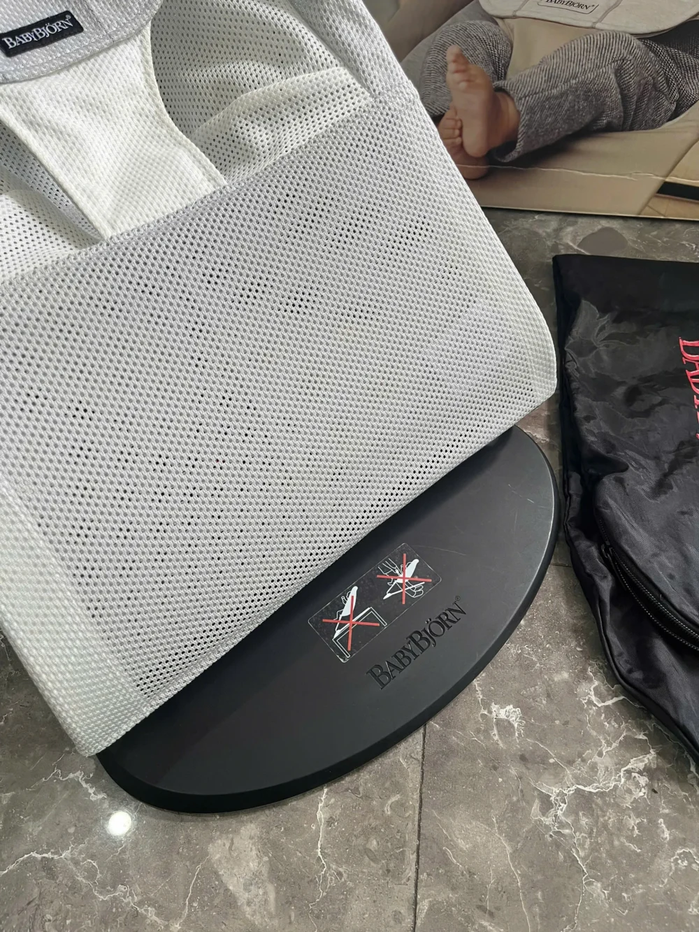 Ghế rung Baby Bjorn vải air mesh màu xám trắng (còn box & dustbag) 0-18M tối đa 13kg - Ảnh 14