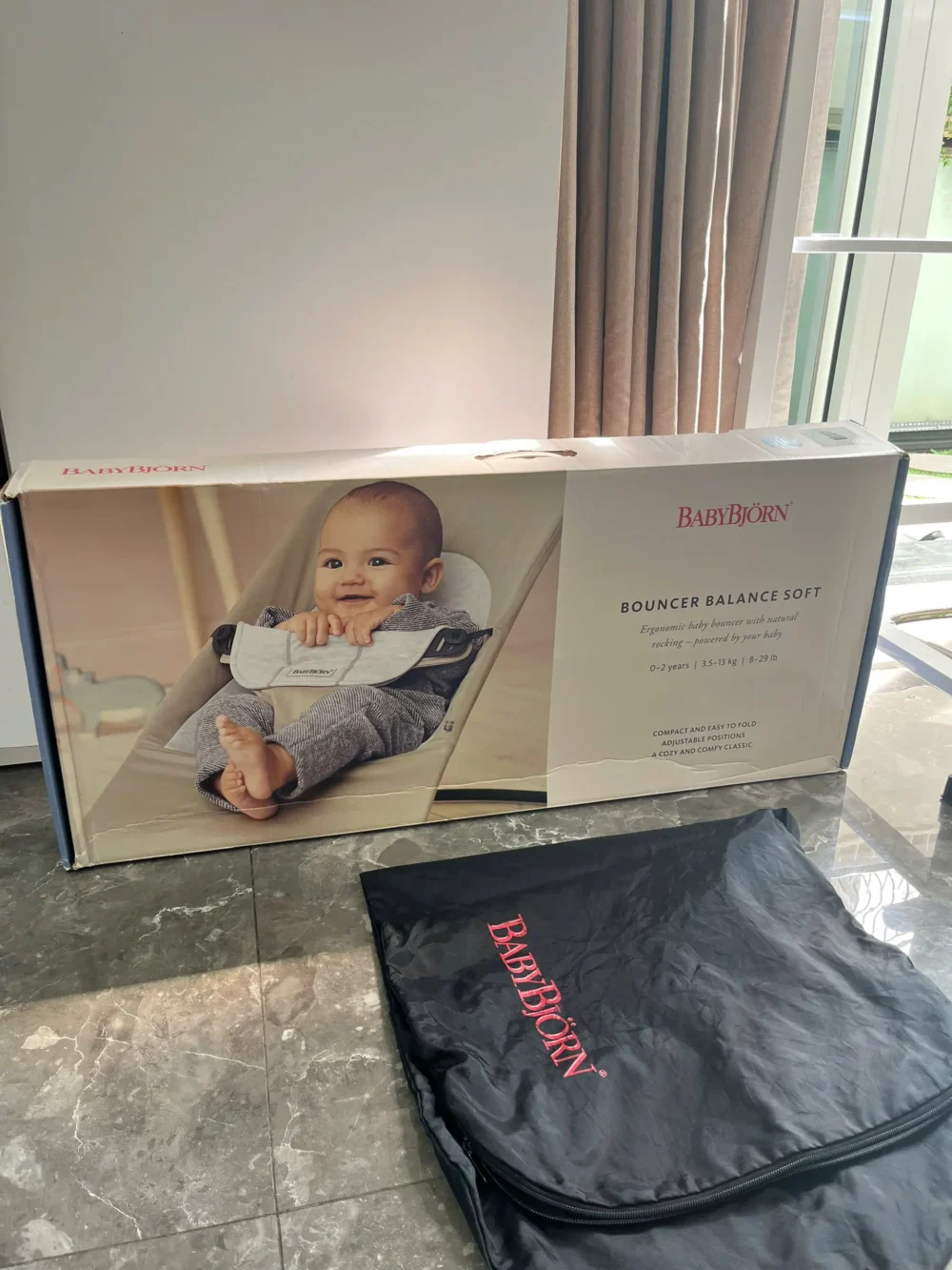 Ghế rung Baby Bjorn vải air mesh màu xám trắng (còn box & dustbag) 0-18M tối đa 13kg - Ảnh 16