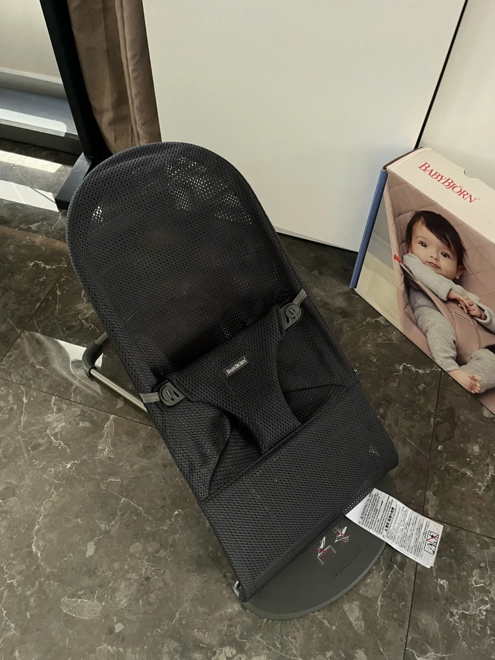 Ghế rung Baby Bjorn vải air mesh màu đen xám (còn box) 0-18M tối đa 13kg - Ảnh 24