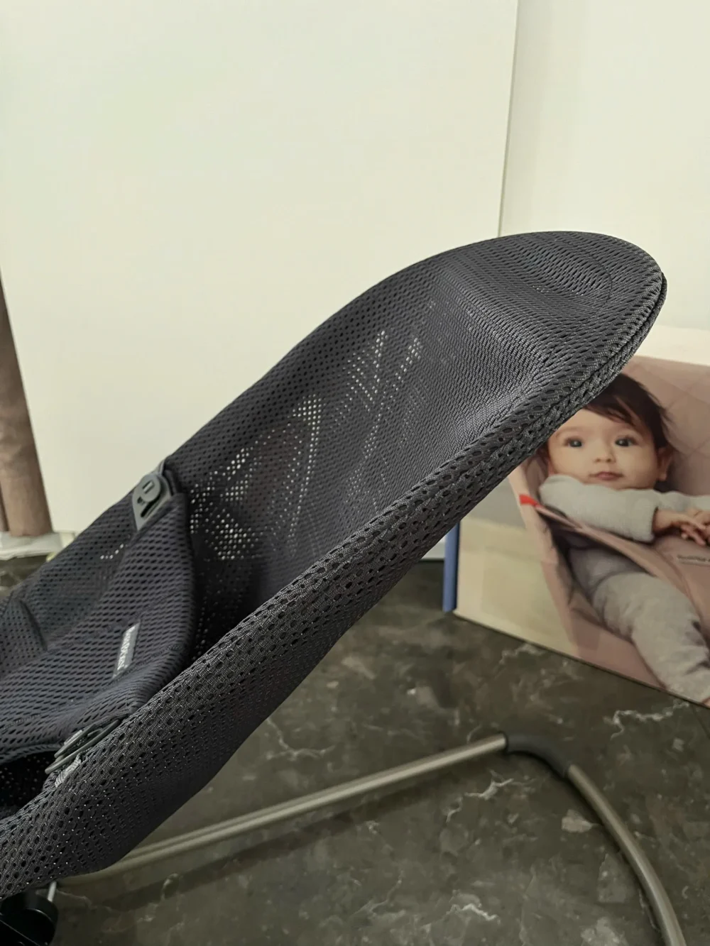 Ghế rung Baby Bjorn vải air mesh màu đen xám (còn box) 0-18M tối đa 13kg - Ảnh 6