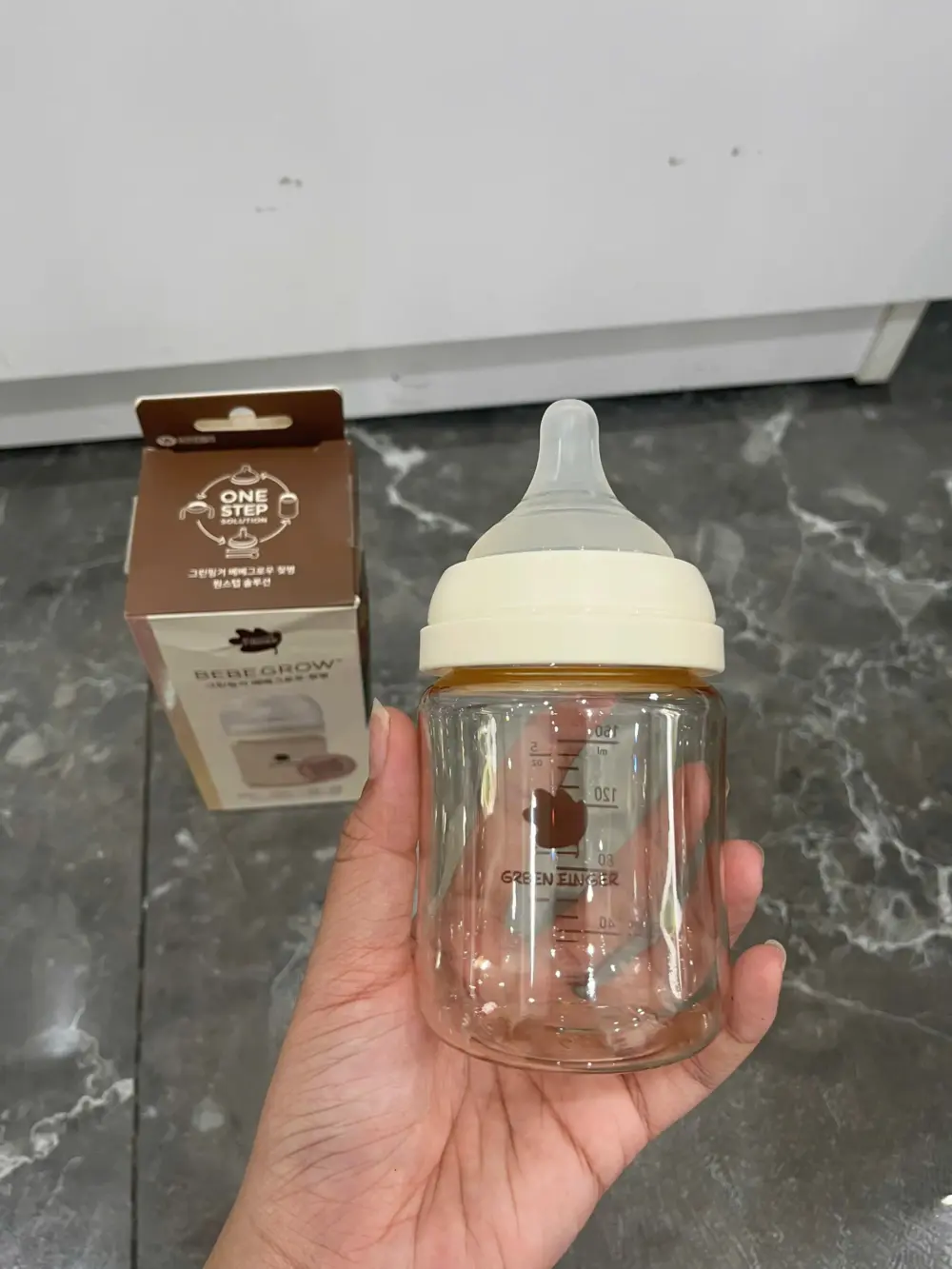 Bình sữa PPSU Bebe Grow Green Finger 160ml màu kem (kèm núm size S: 1 đến 3 tháng) - Ảnh 3