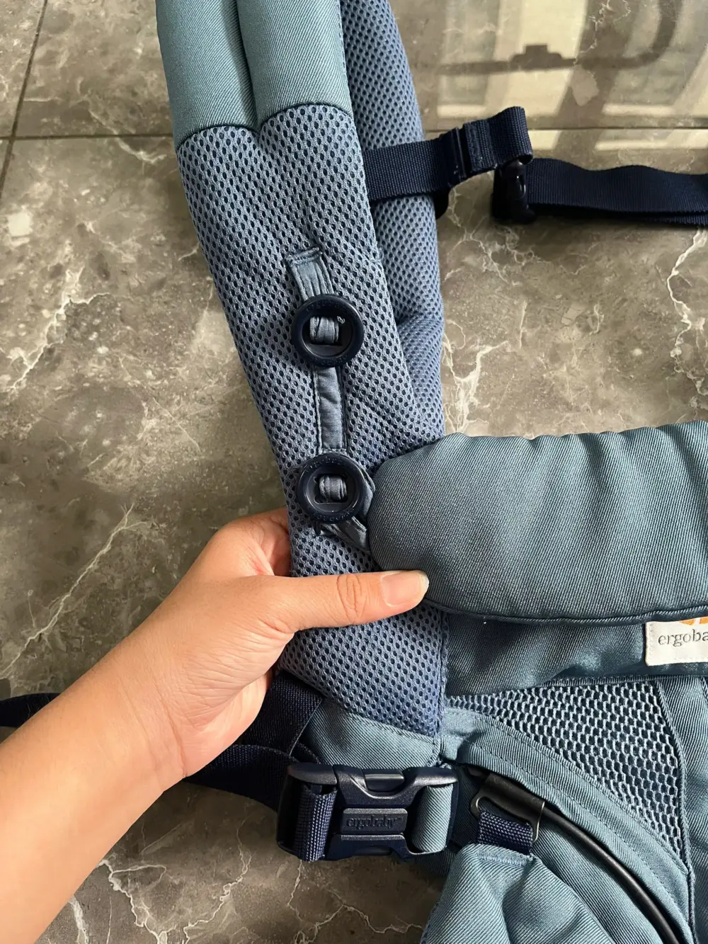 Địu Ergo baby Omni 360 cool air mesh màu xanh navy nhạt (no box) - Ảnh 12