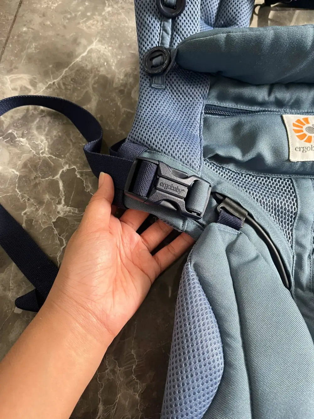 Địu Ergo baby Omni 360 cool air mesh màu xanh navy nhạt (no box) - Ảnh 13