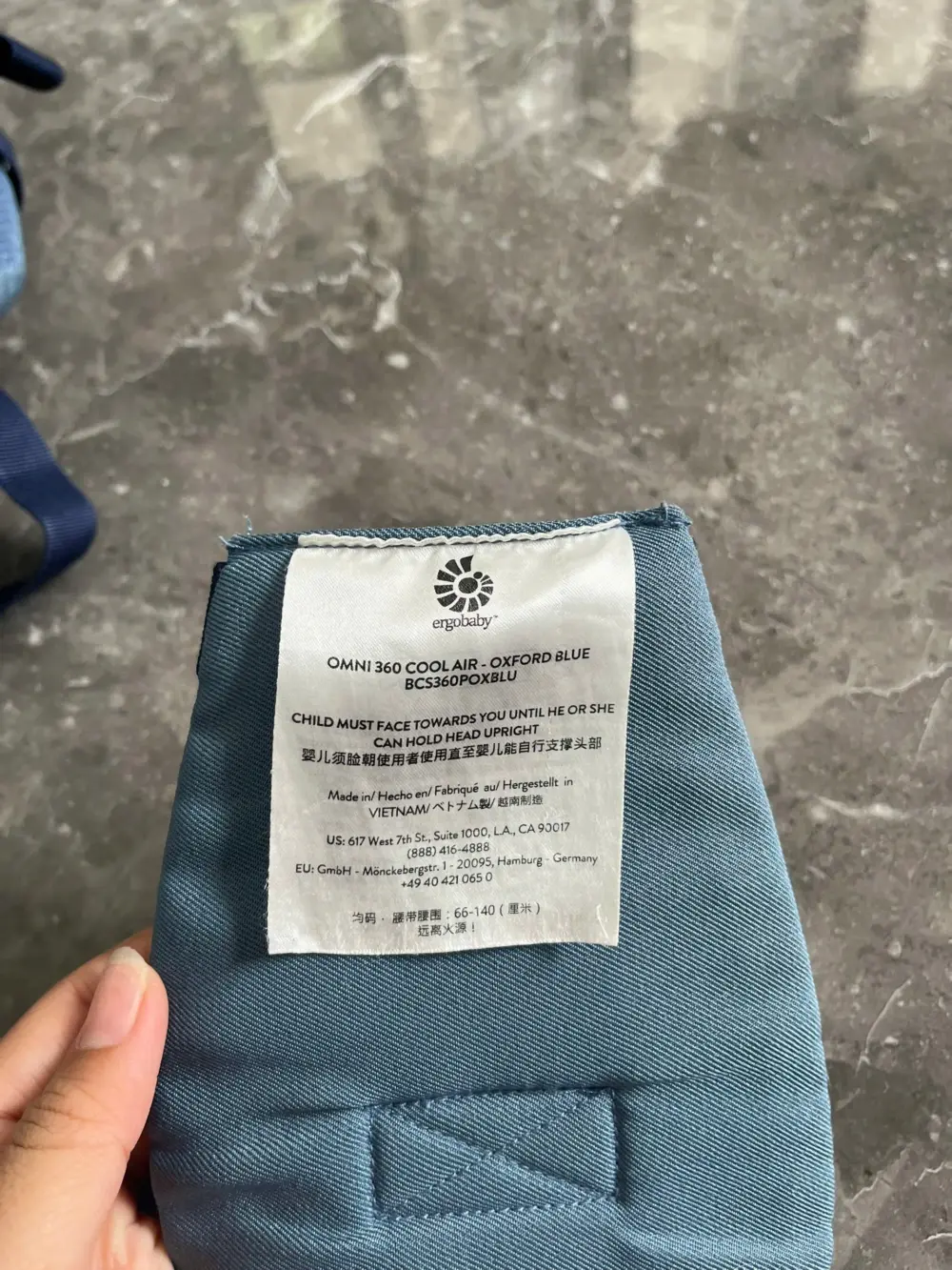 Địu Ergo baby Omni 360 cool air mesh màu xanh navy nhạt (no box) - Ảnh 7