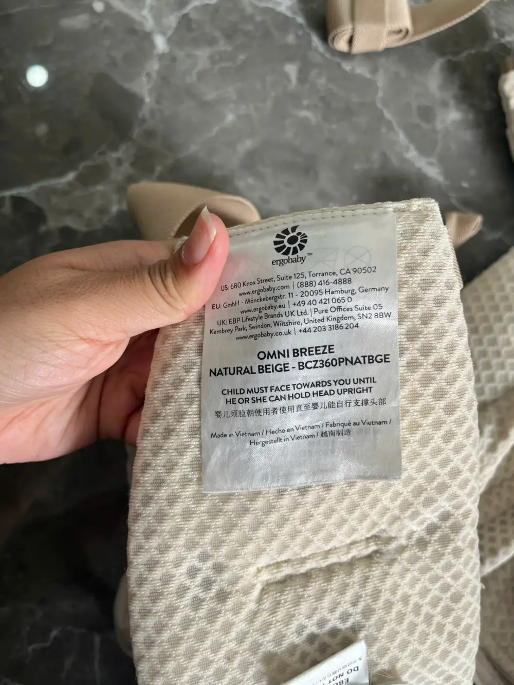 Địu Ergo baby Omni Breeze, màu be (no box) - Ảnh 9