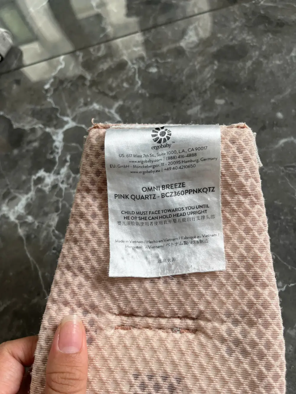 Địu Ergo baby Omni Breeze màu hồng nhạt (còn box) - Ảnh 5