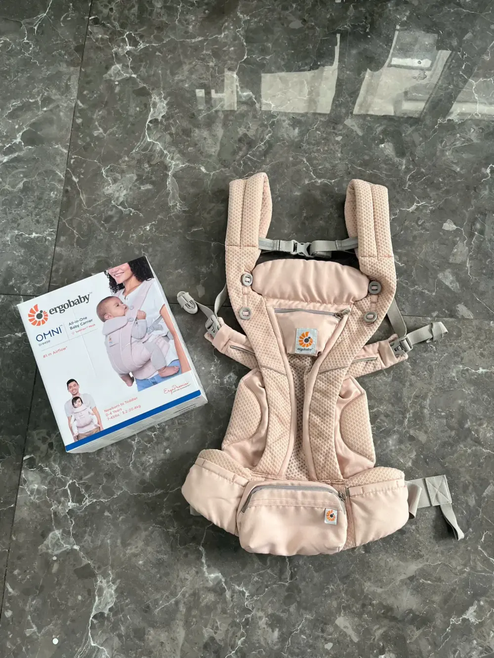 Địu Ergo baby Omni Breeze màu hồng nhạt (còn box) - Ảnh 6