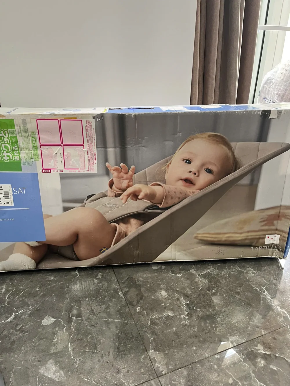 Ghế rung Baby Bjorn vải air mesh màu nâu choco (còn box) - Ảnh 3