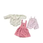 Set 3 món đồ bé gái vintage màu hồng mix brand (size 66)