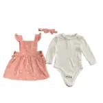 Đầm yếm dài tay bé gái 2 món kèm nơ Nicole Miller (size 6-9m)