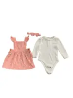 Đầm yếm dài tay bé gái 2 món kèm nơ Nicole Miller (size 6-9m)