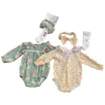 Set 2 bộ bodysuit dài tay hoa nhí vintage Chikpea Organic (size 6-9m)