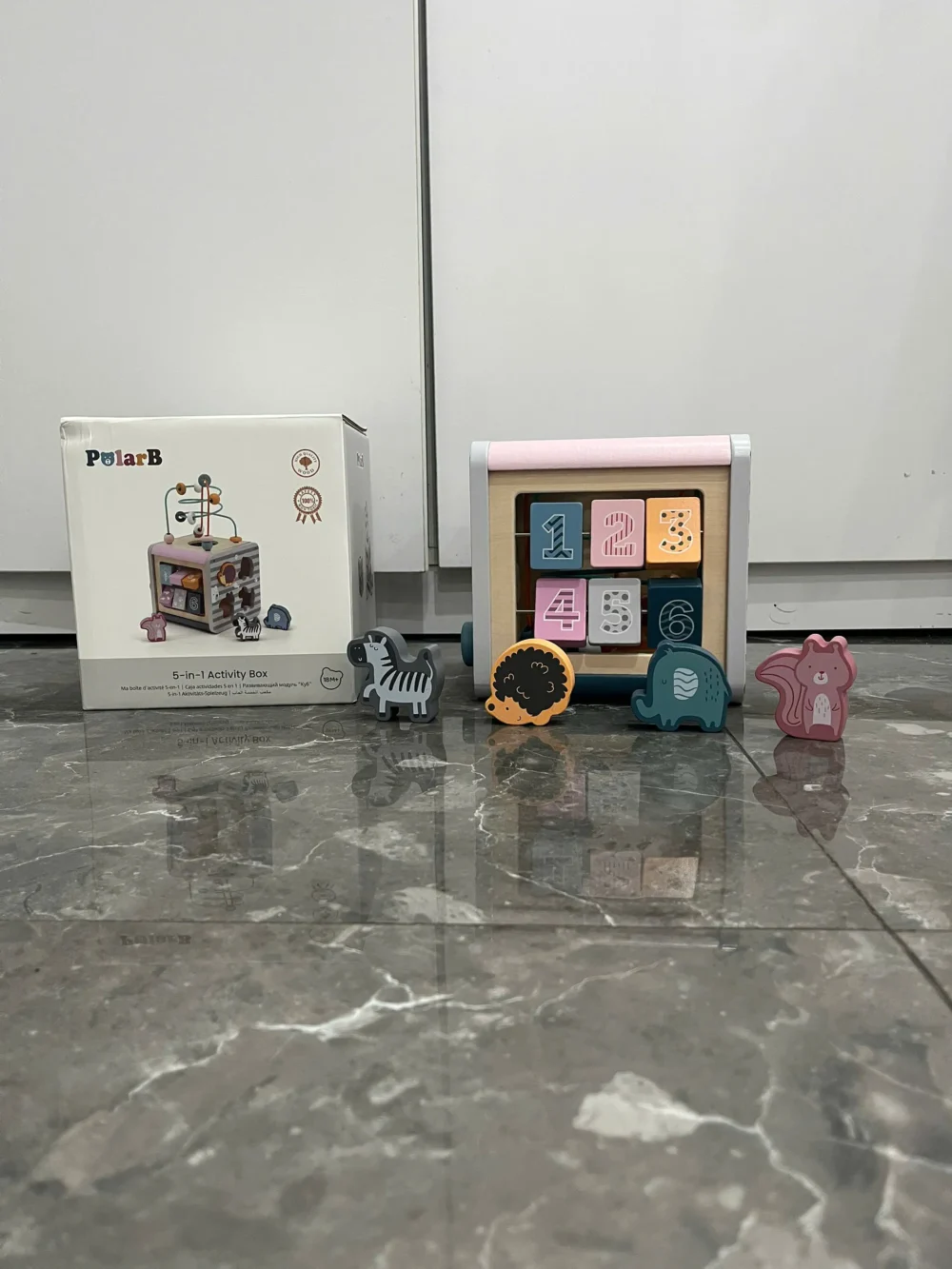 Hộp đồ chơi gỗ thả khối 5 in 1 Activity Box Polar B (full box)PolarB - Ảnh 7