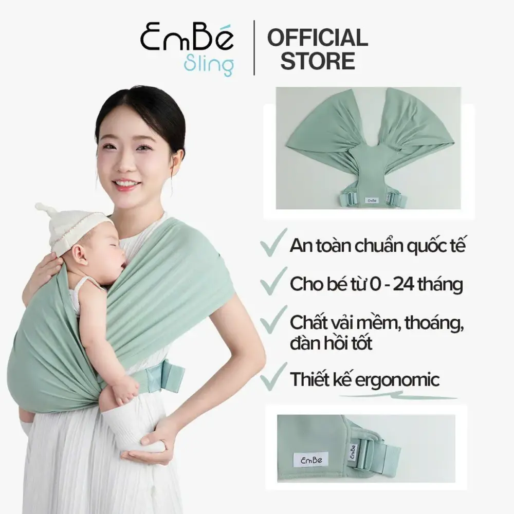 Địu vải Embé Sling màu olive (size Flex) - Ảnh 9