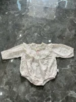 Set 3 món đồ bé gái vintage màu hồng mix brand (size 66) - Ảnh 14