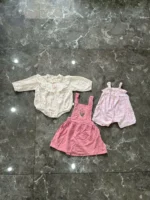 Set 3 món đồ bé gái vintage màu hồng mix brand (size 66) - Ảnh 2