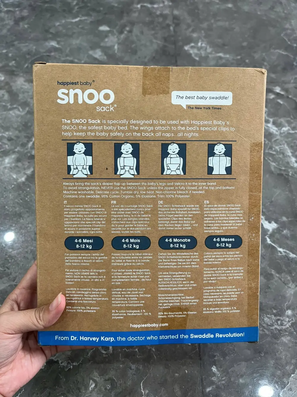 Túi ngủ SNOO 100% hữu cơ Happiest Baby size L ( full box) - Ảnh 6