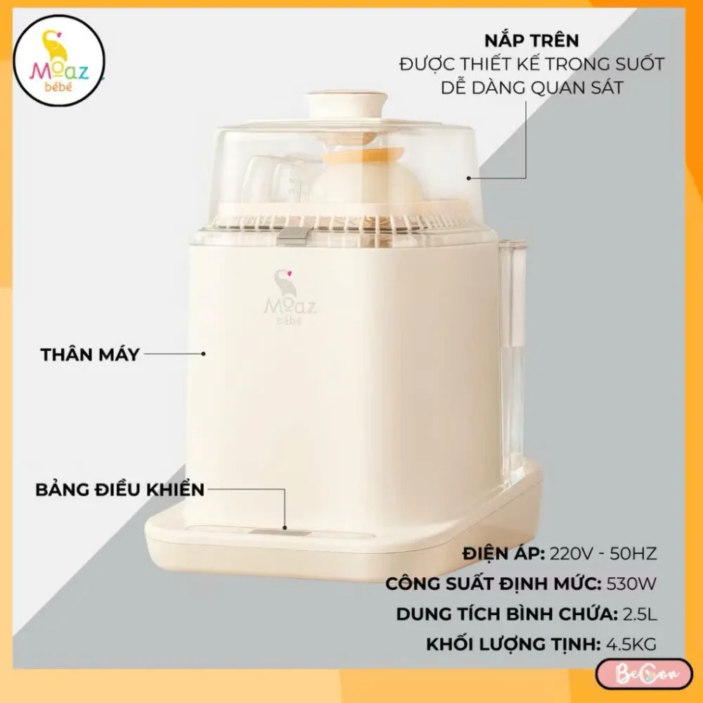 Máy rửa bình sữa, tiệt trùng và sấy khô Moaz BéBé MB064 (new 100% còn bảo hành fullbox) - Ảnh 7