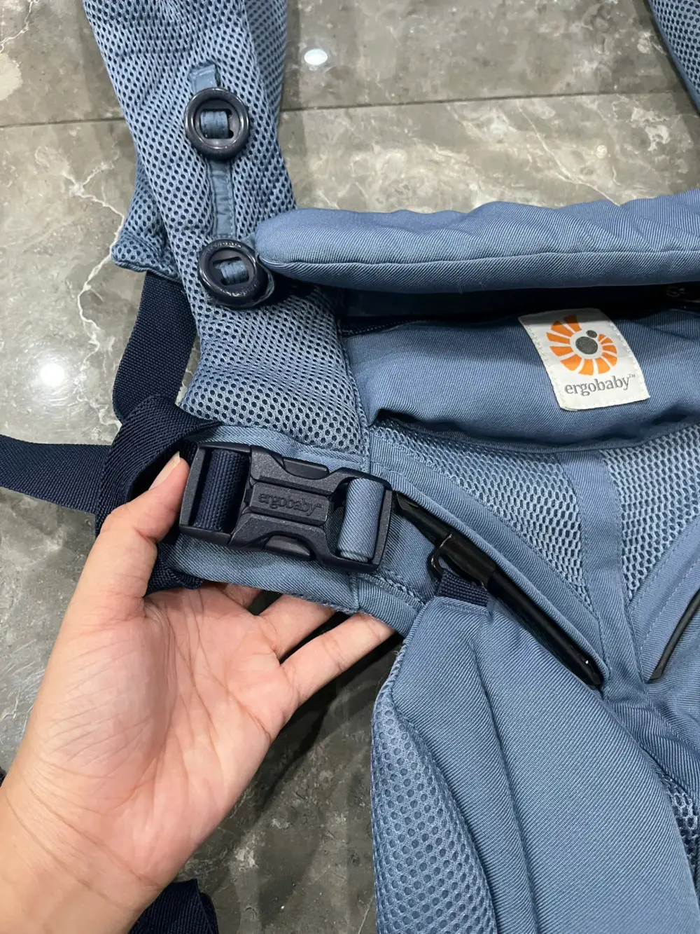 Địu Ergobaby Omni 360 Cool Air Mesh màu Oxford Blue (no box) 0-4 tuổi 3kg2 -> 20kg - Ảnh 11