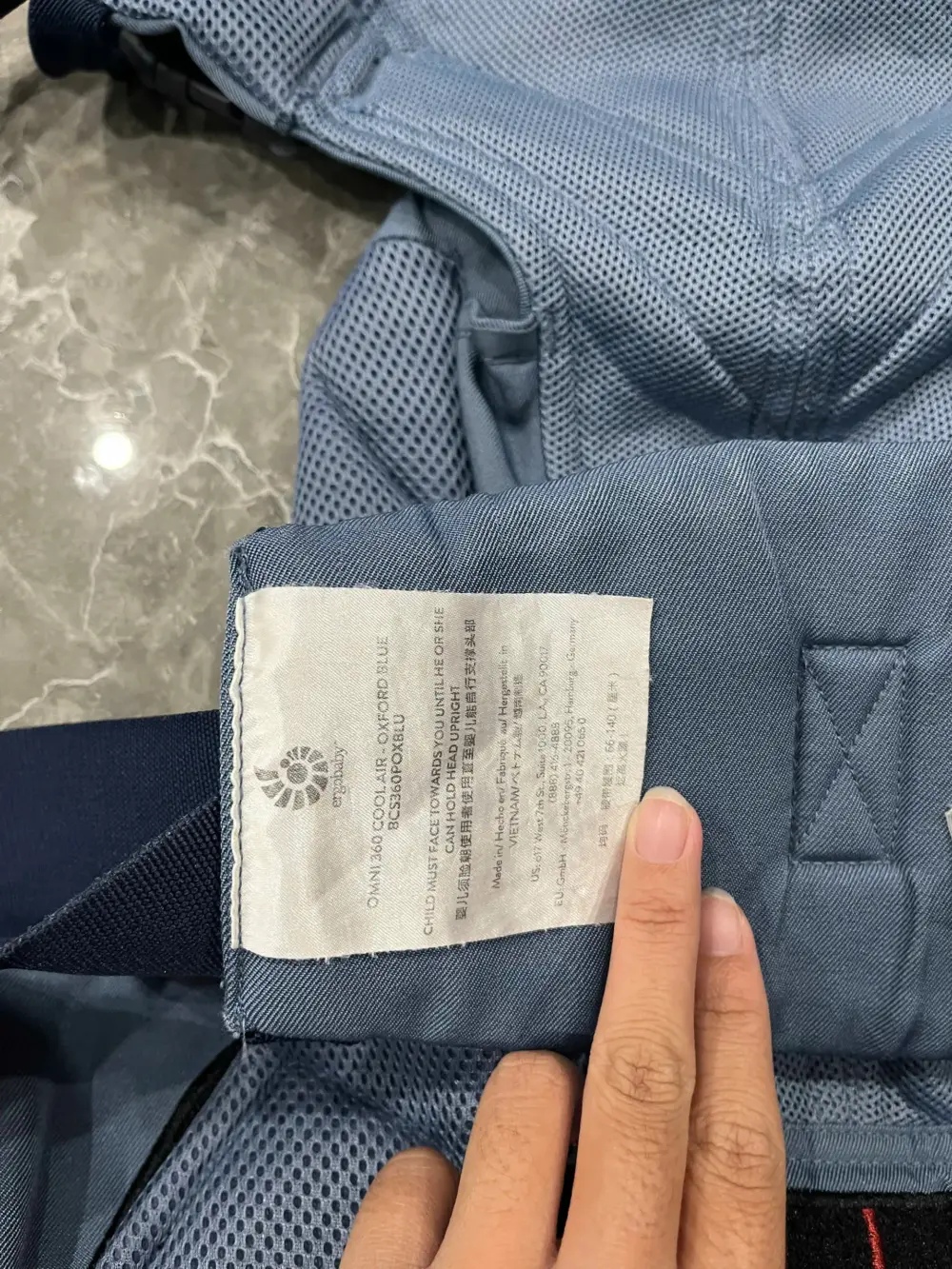 Địu Ergobaby Omni 360 Cool Air Mesh màu Oxford Blue (no box) 0-4 tuổi 3kg2 -> 20kg - Ảnh 16