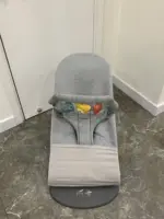 Ghế rung Baby Bjorn vải 3D màu xám nhạt kèm thanh đồ chơi (còn box) - Ảnh 12