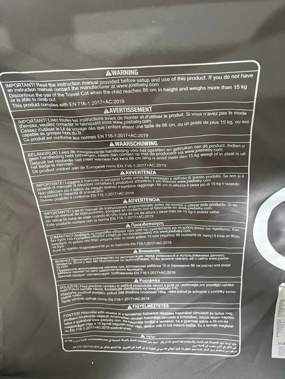 Giường cũi trẻ em Joie Kubbie Sleep Foggy Gray (tặng kèm thanh đồ chơi treo cũi) - Ảnh 7