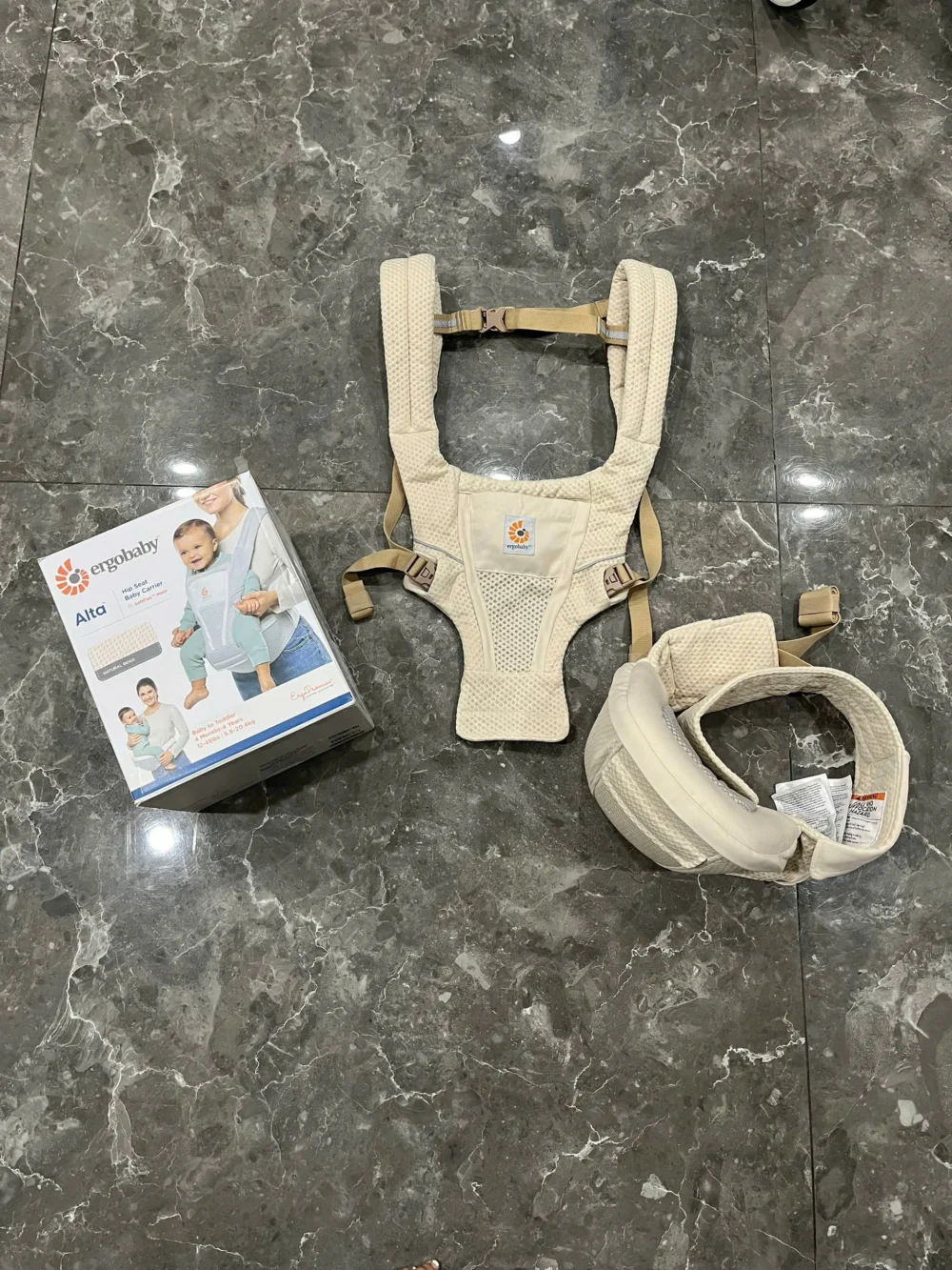 Địu Ergo baby Alta Hip Seat màu kem (kèm box) - Ảnh 11