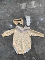 Set 2 bộ bodysuit dài tay hoa nhí vintage Chikpea Organic (size 6-9m) - Ảnh 10
