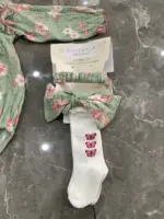 Set 2 bộ bodysuit dài tay hoa nhí vintage Chikpea Organic (size 6-9m) - Ảnh 4