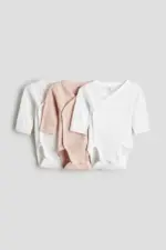 Set 3 bodysuit dài tay vạt chéo bé H&M (size newborn) - Ảnh 15