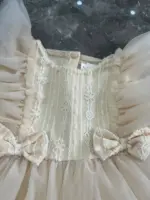 Đầm body phối lưới màu kem Little bill (size 0-3m) - Ảnh 8