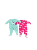 Set 2 bộ sleepsuit nỉ bông Carter’s màu hồng, xanh (size: 6m)