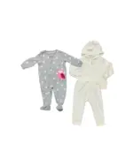 Set 2 bộ quần áo dài bông & sleepsuit bông Carter's (size 9/12m)
