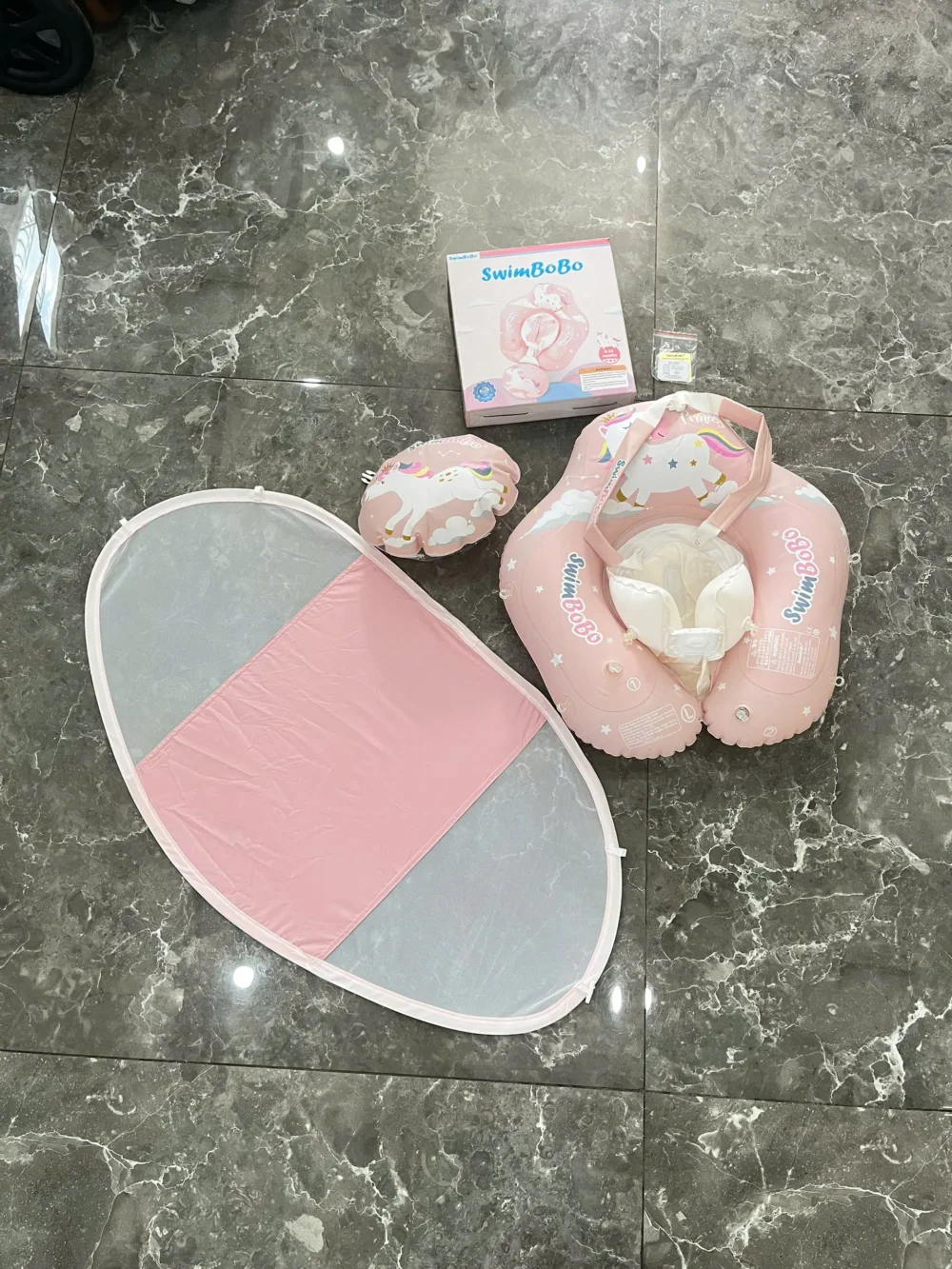 Phao bơi chống lật cho bé Swimbobo có túi khí và mái che ( full box) swimbobo - Ảnh 8