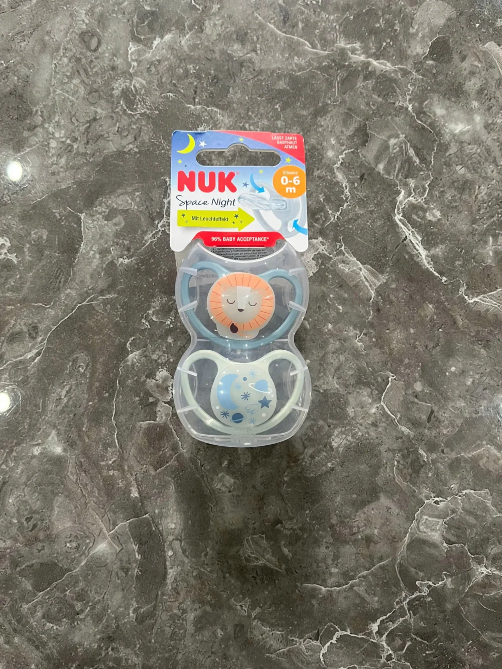 Set 2 ti giả Nuk Space night màu xanh/bạc hà, 2 chiếc kèm hộp đựng ( full box) NuK - Ảnh 7