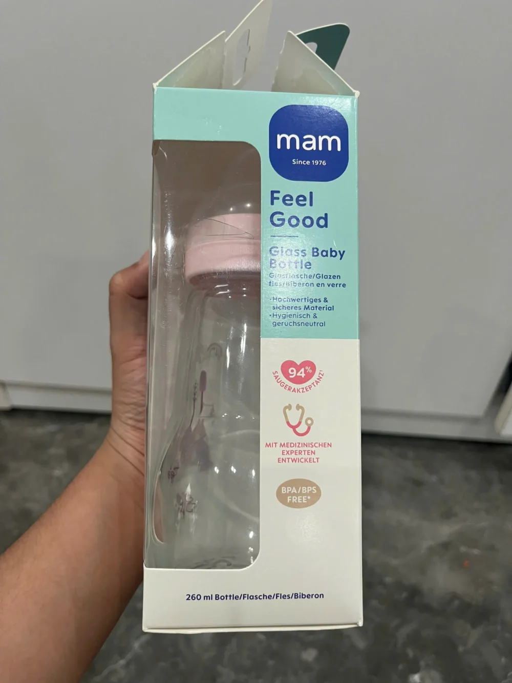 Bình sữa thủy tinh Mam Feel Good 260ml kèm núm ti sơ sinh ( full box) Mam - Ảnh 12