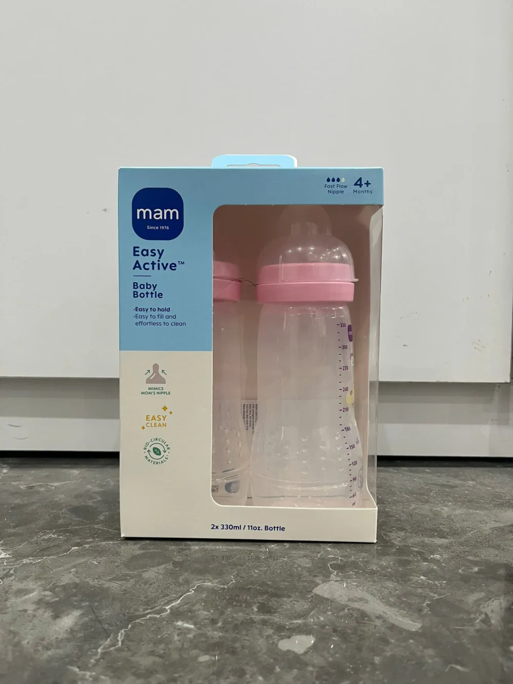 Set 2 bình sữa MAM Easy 330ml không chưa BPA kèm núm size 4m+ (full box) mam - Ảnh 7