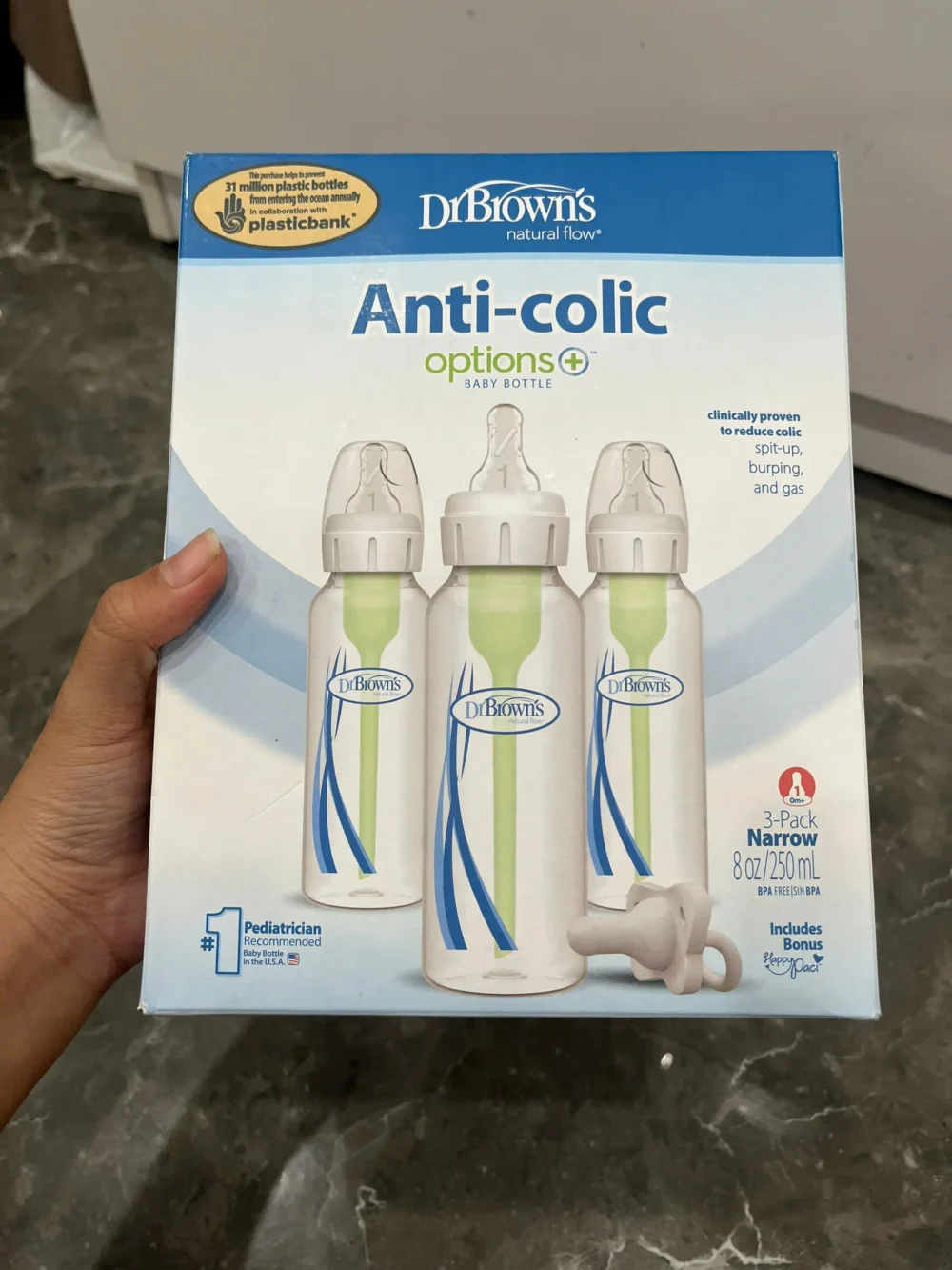 Set 3 bình sữa Dr. Brown's 250ml Anti Colic Options+ kèm núm sơ sinh ( full box) Dr. Brown’s - Ảnh 10